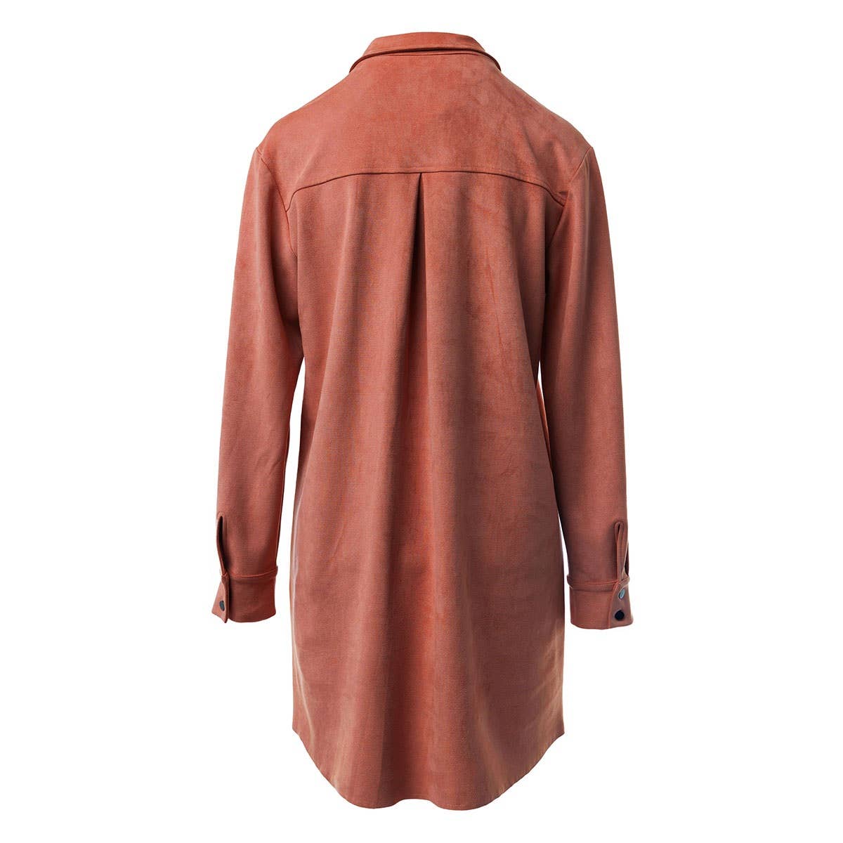 Long Sleeve Mini Faux Suede Shirt Dress
