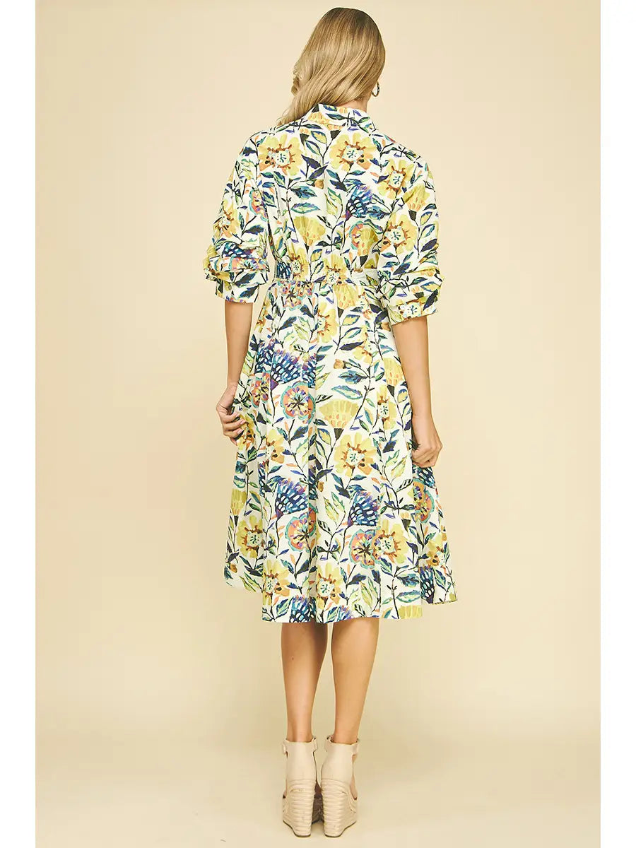 Floral Button Down MIDI Dress