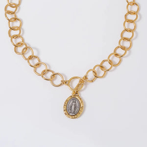 Two-Tone Mary Pendant Necklace