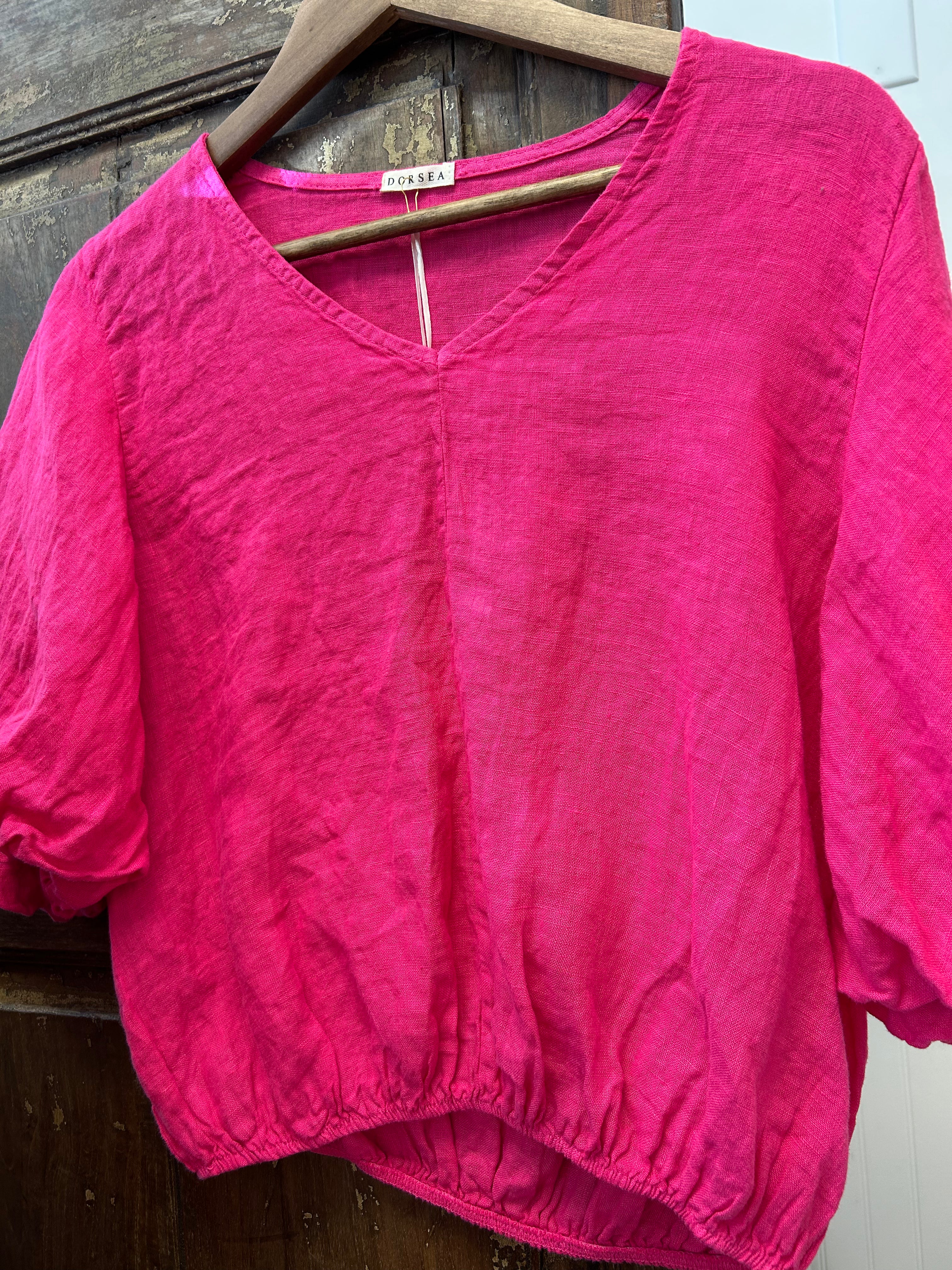 Sophie Cinched Linen V- Neck
