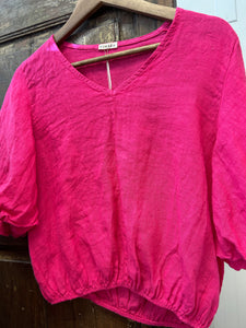 Sophie Cinched Linen V- Neck