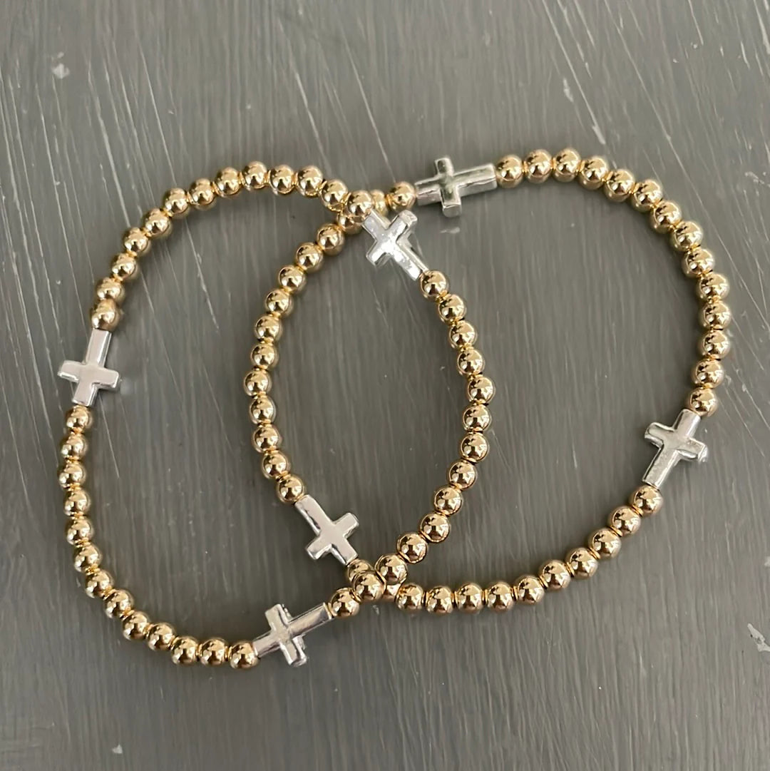 Gold filled bracelet with crosses