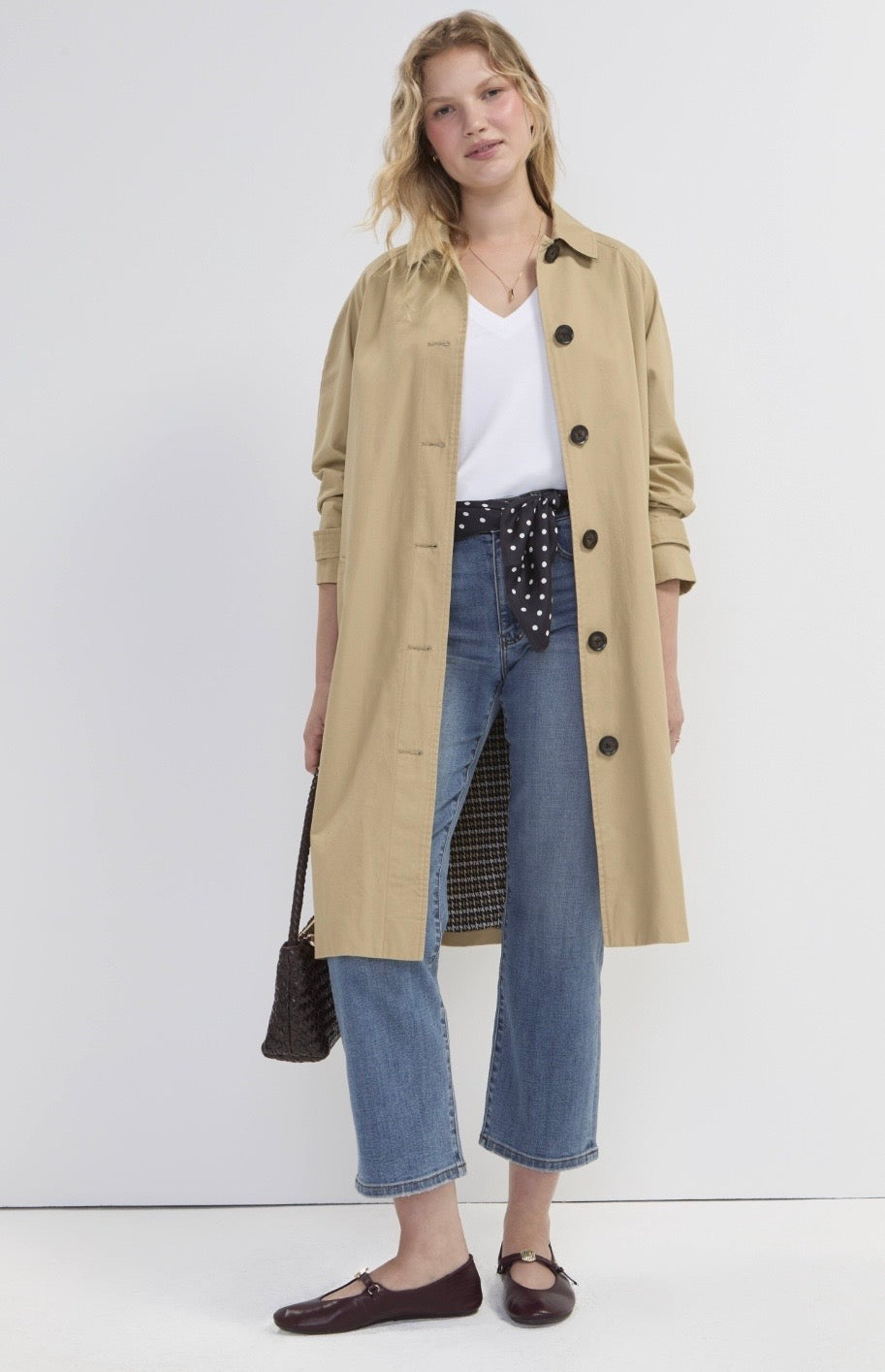 Raglan Sleeve Trench Coat W/ Pleat Back
