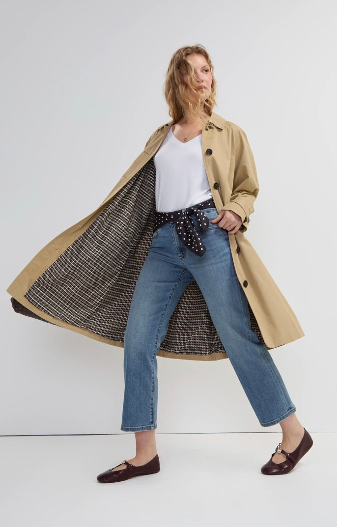 Raglan Sleeve Trench Coat W/ Pleat Back