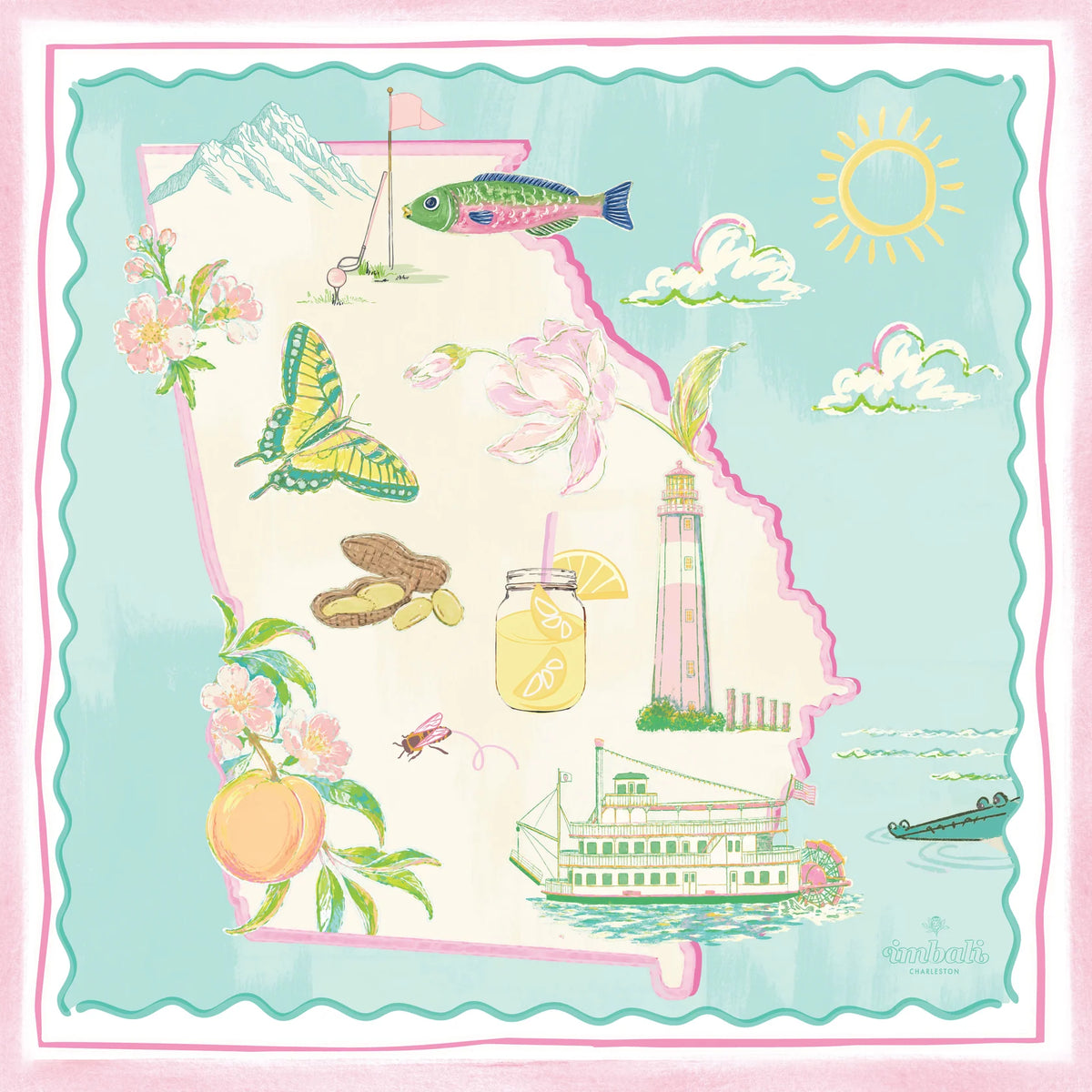 Georgia Icons Printed Satin Scarf