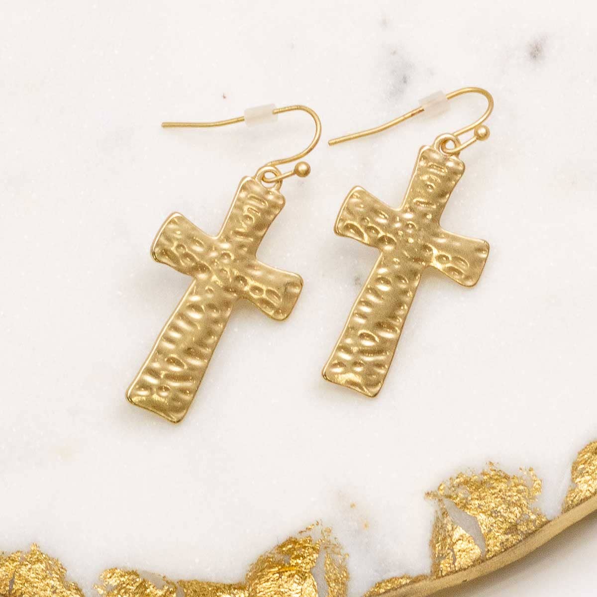 Hammered Cross Earrings