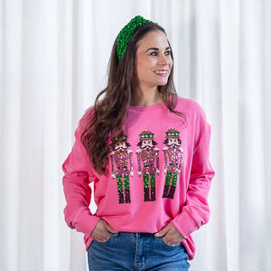 Nutcracker March Sequin Sweatshirt   Pink/Green   -Asst.: XLarge