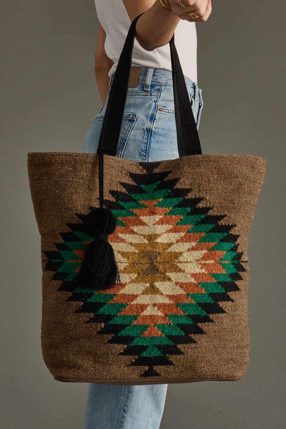 Brown & Multicolored Western Tote