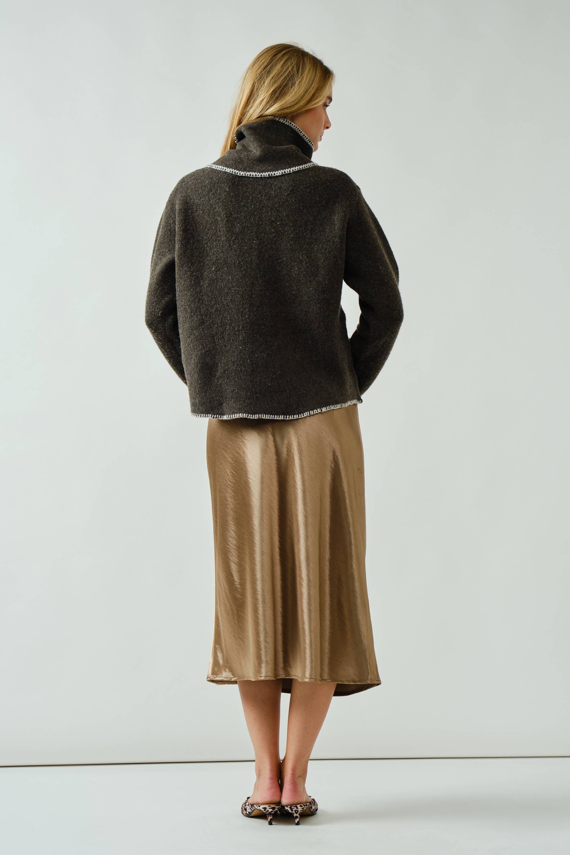 A Line Satin MIDI Skirt