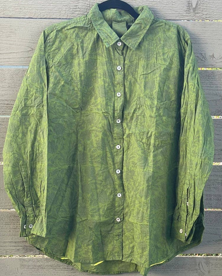 Good Boyfriend Shirt - Floral Escape Olive Oil Overdye