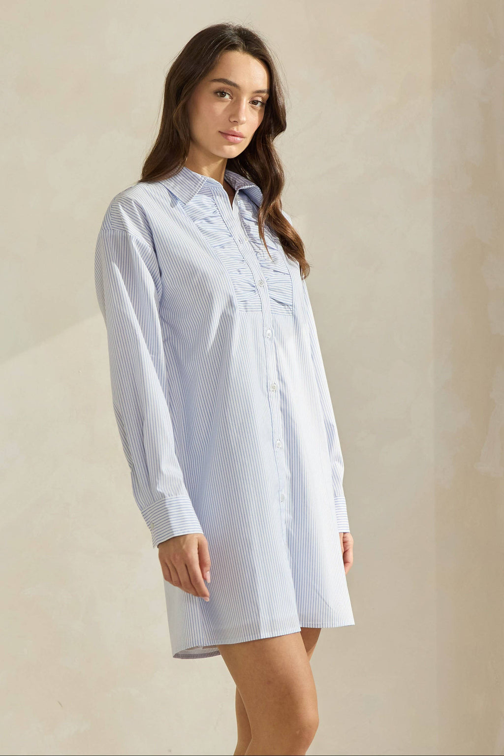 Striped Mini Shirt Dress