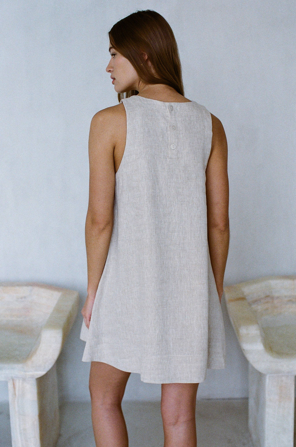 Woven 100% Linen Mini Dress