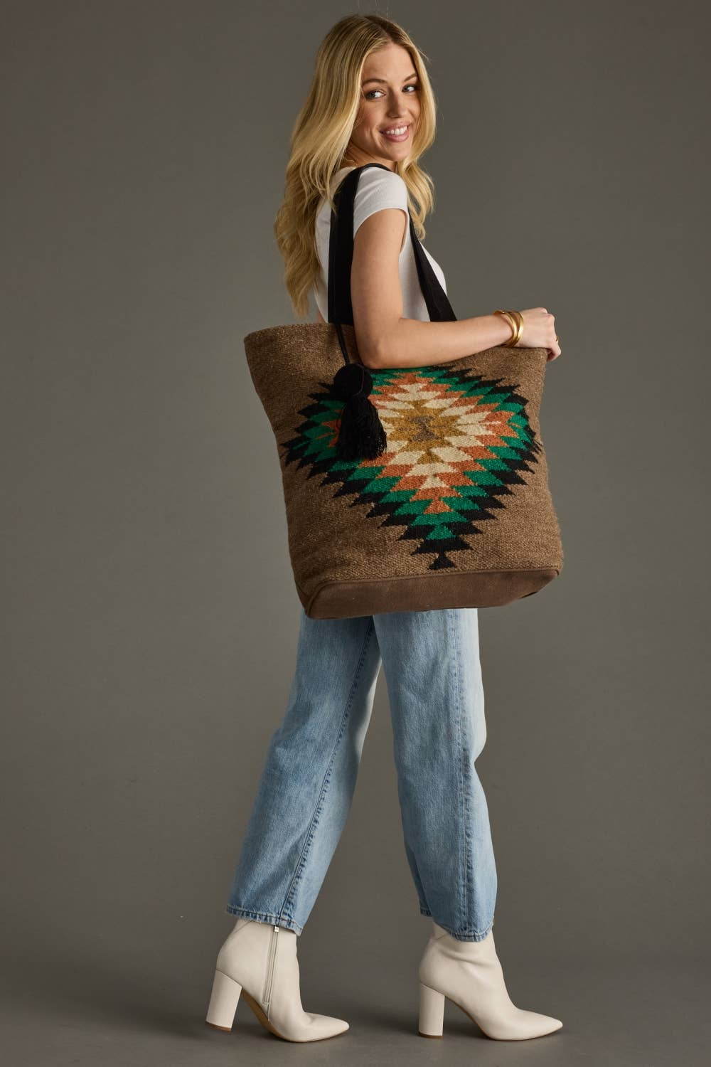 Brown & Multicolored Western Tote