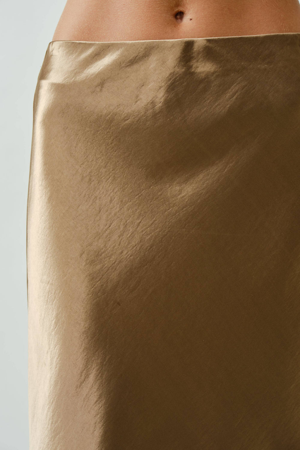 A Line Satin MIDI Skirt