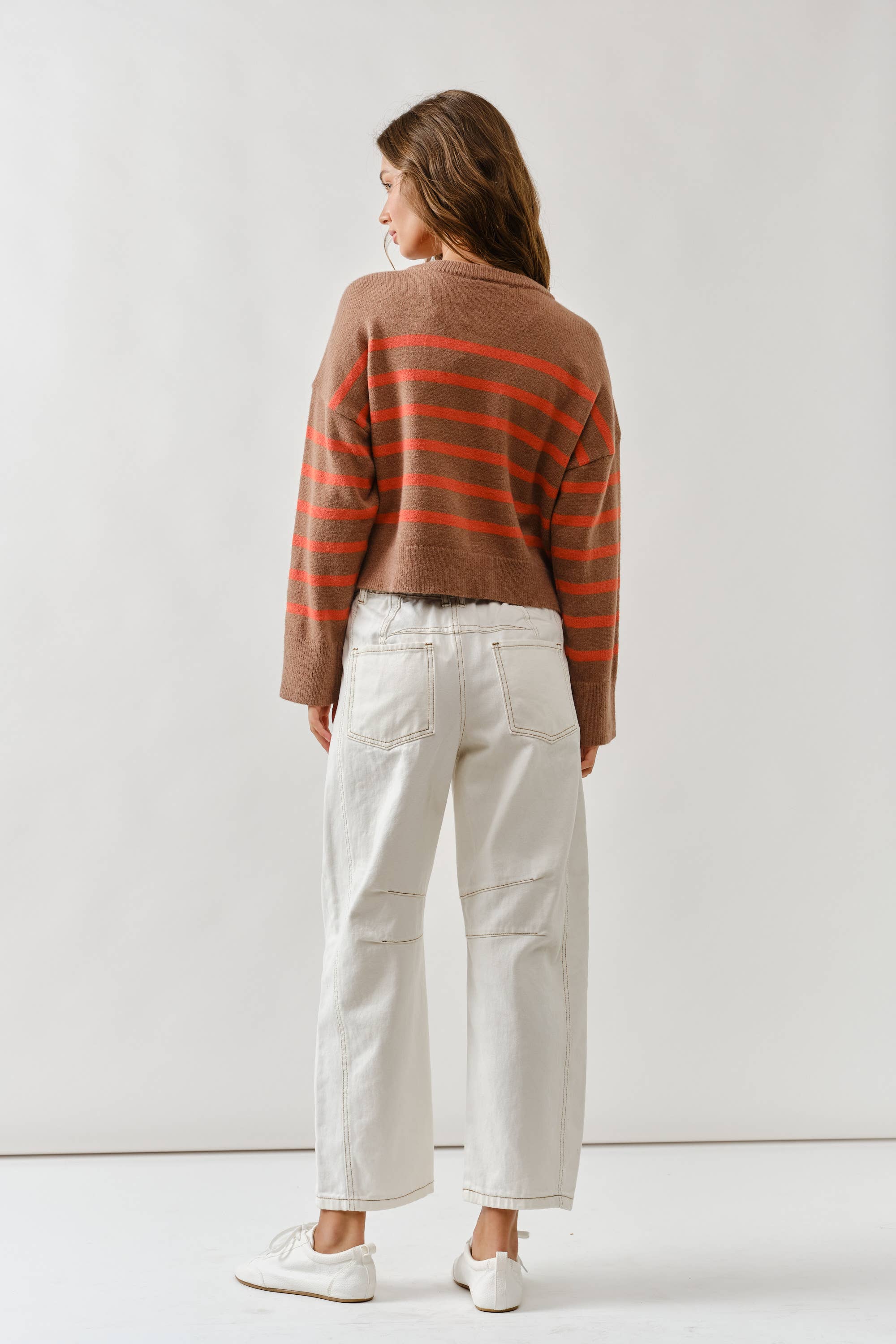 Striped Crew Neck Cardigan