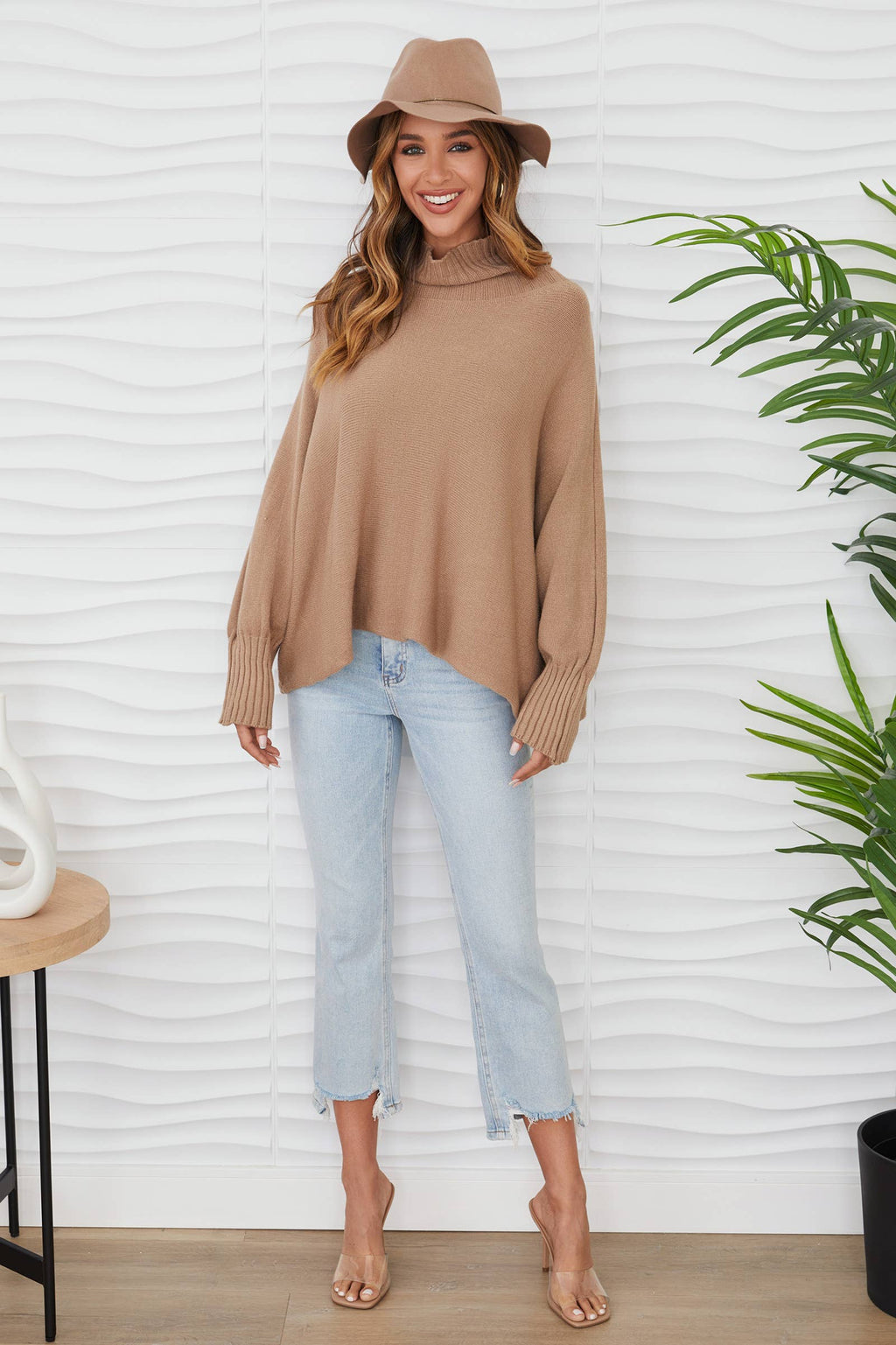 DRAPEY TURTLENECK KNIT SWEATER
