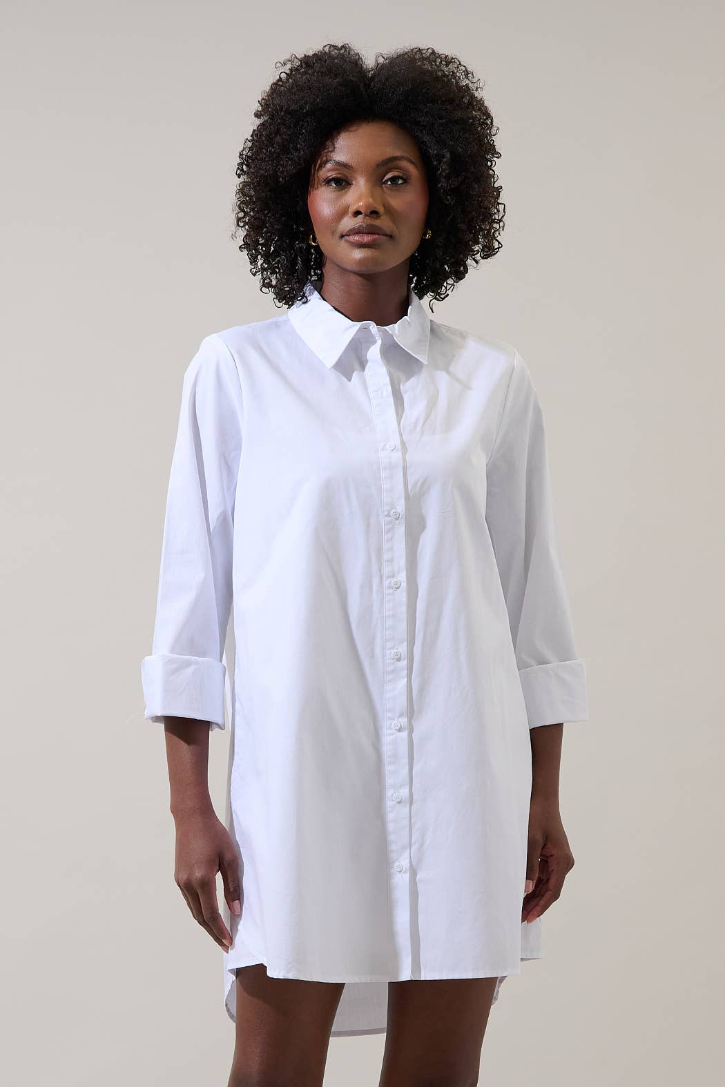 Kaira Poplin Button Down Shirt Dress