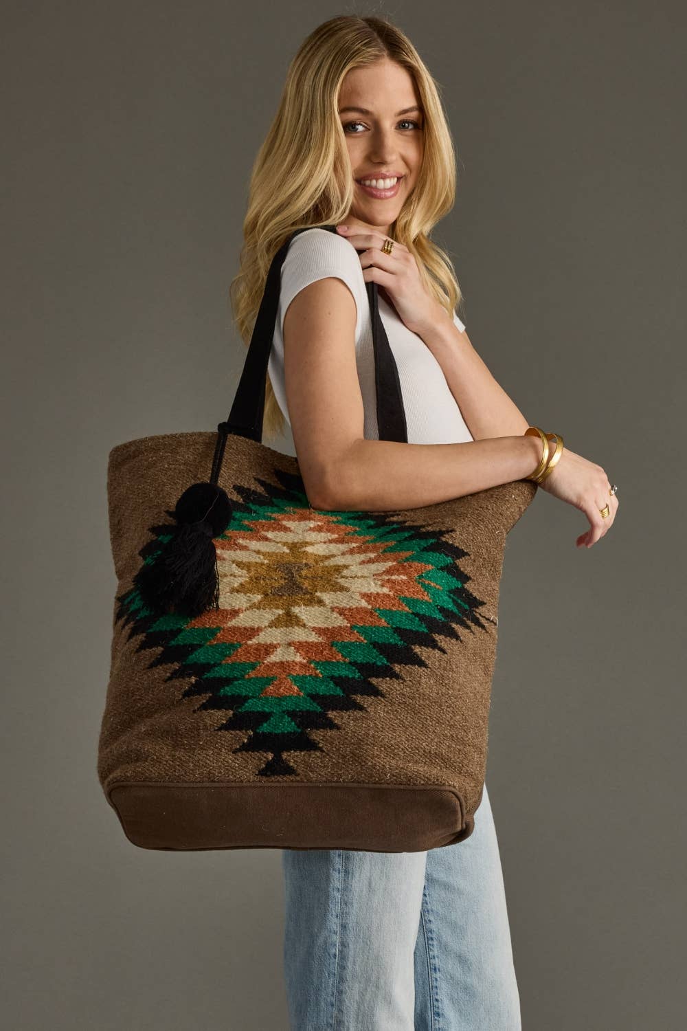 Brown & Multicolored Western Tote