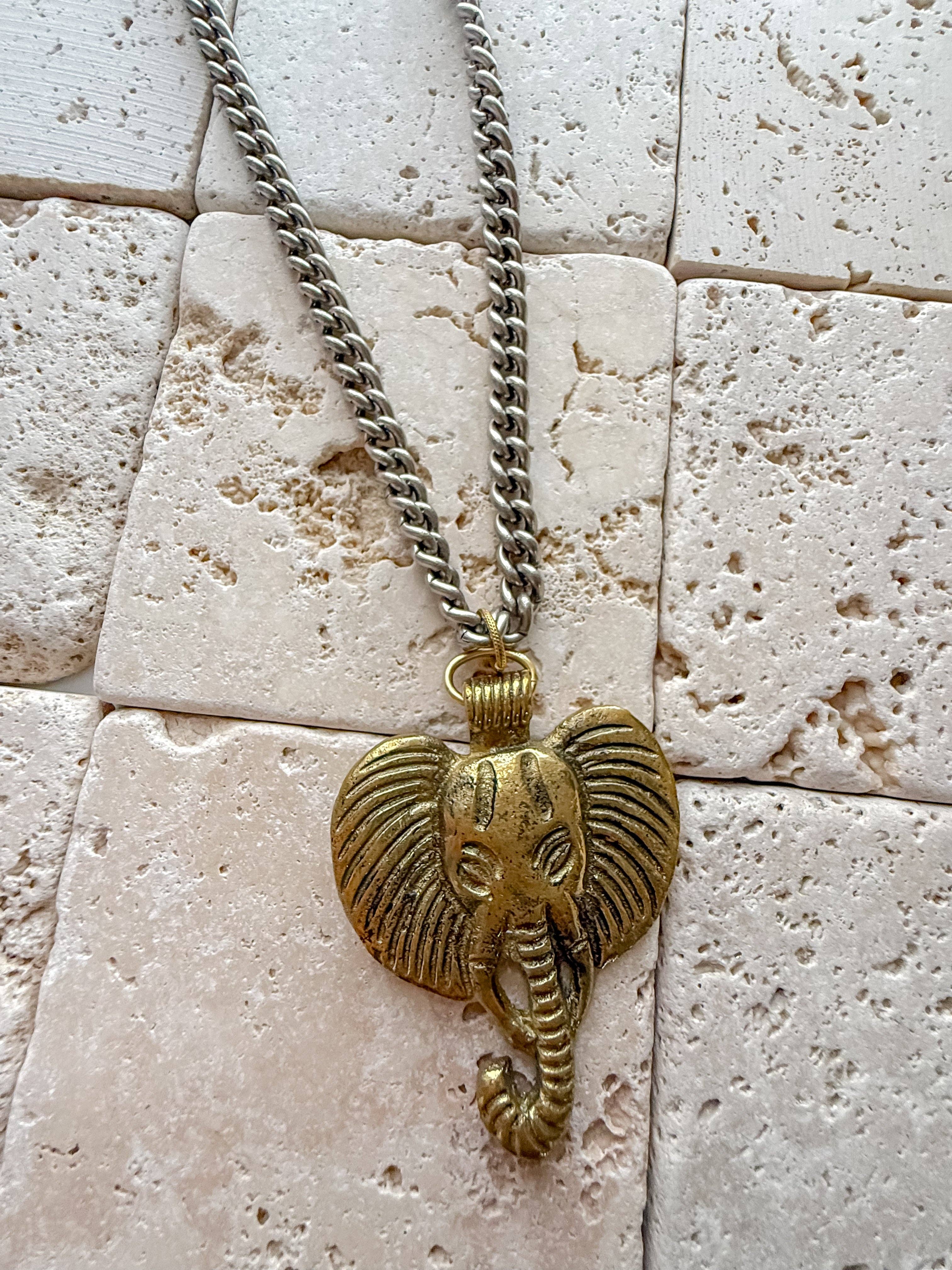 Mixed Metal Elephant Necklace