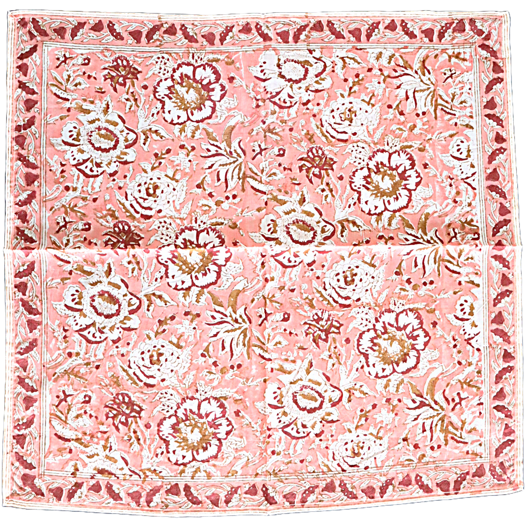 Fire Lillies - Block Printed Cotton Bandana