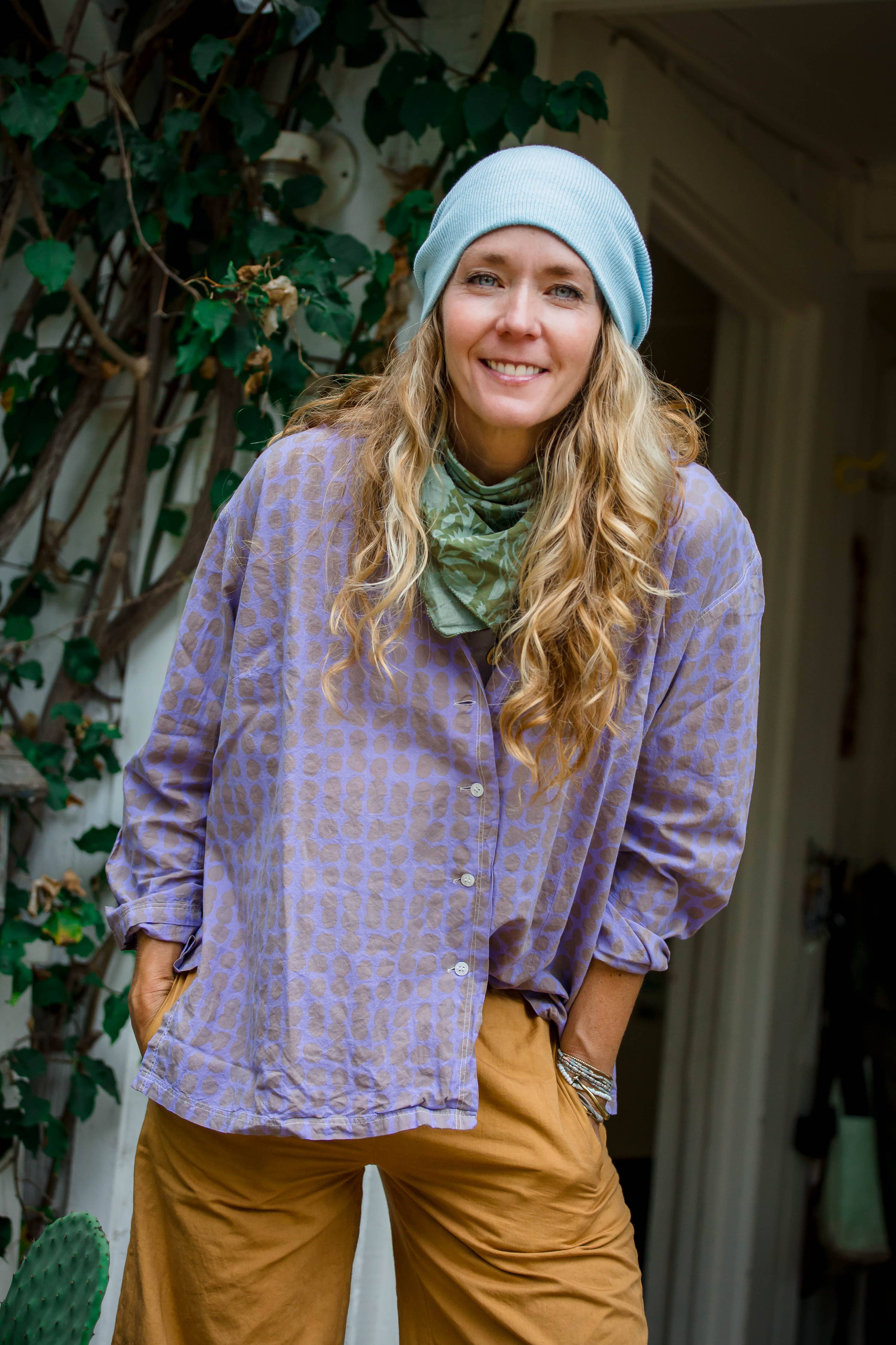 Relaxed Boyfriend Shirt Messy Dot - Lavender