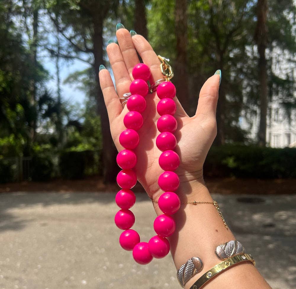 Mindi Multipurpose Bag Charm/Necklace Hot Pink