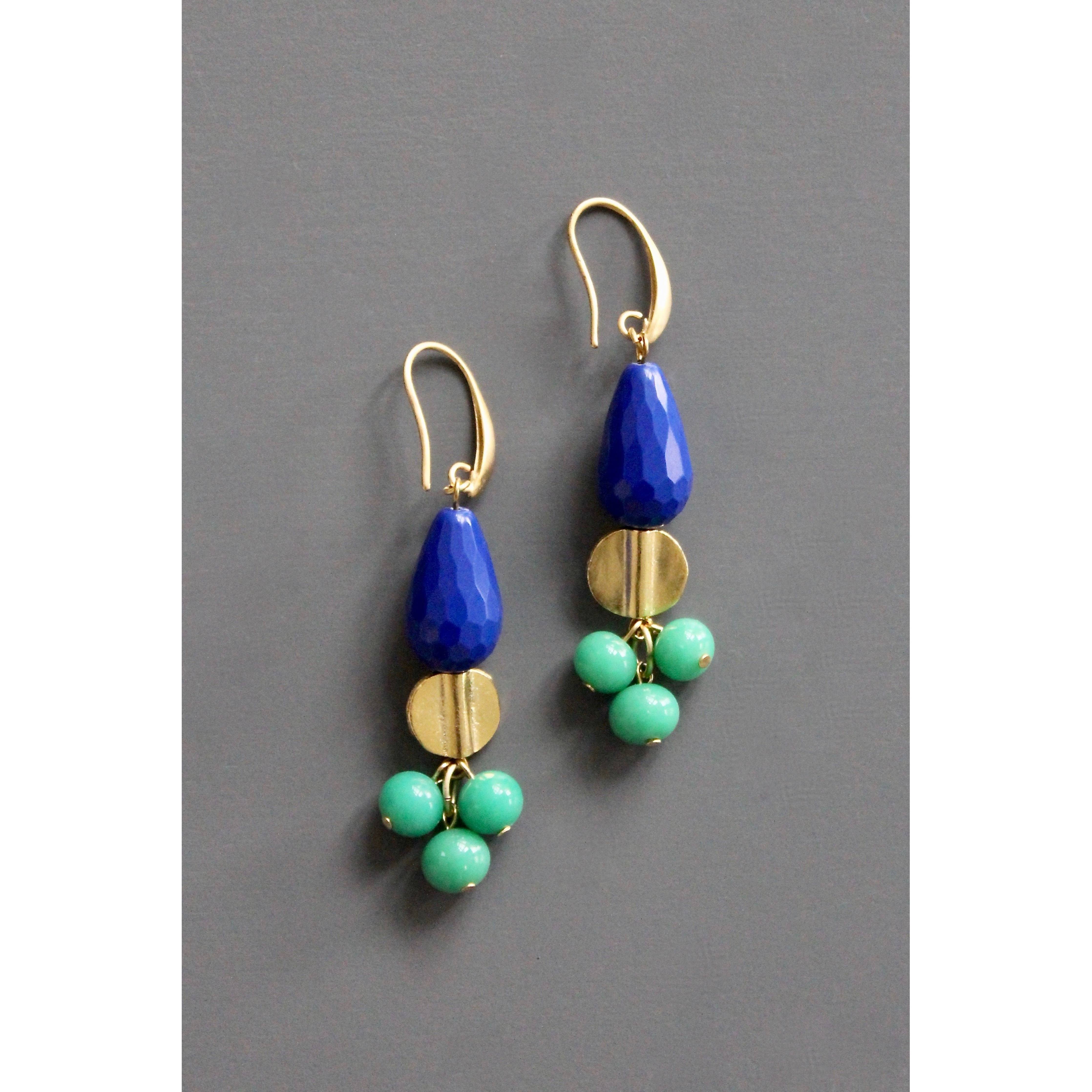 Blue and green cluster earrings 53