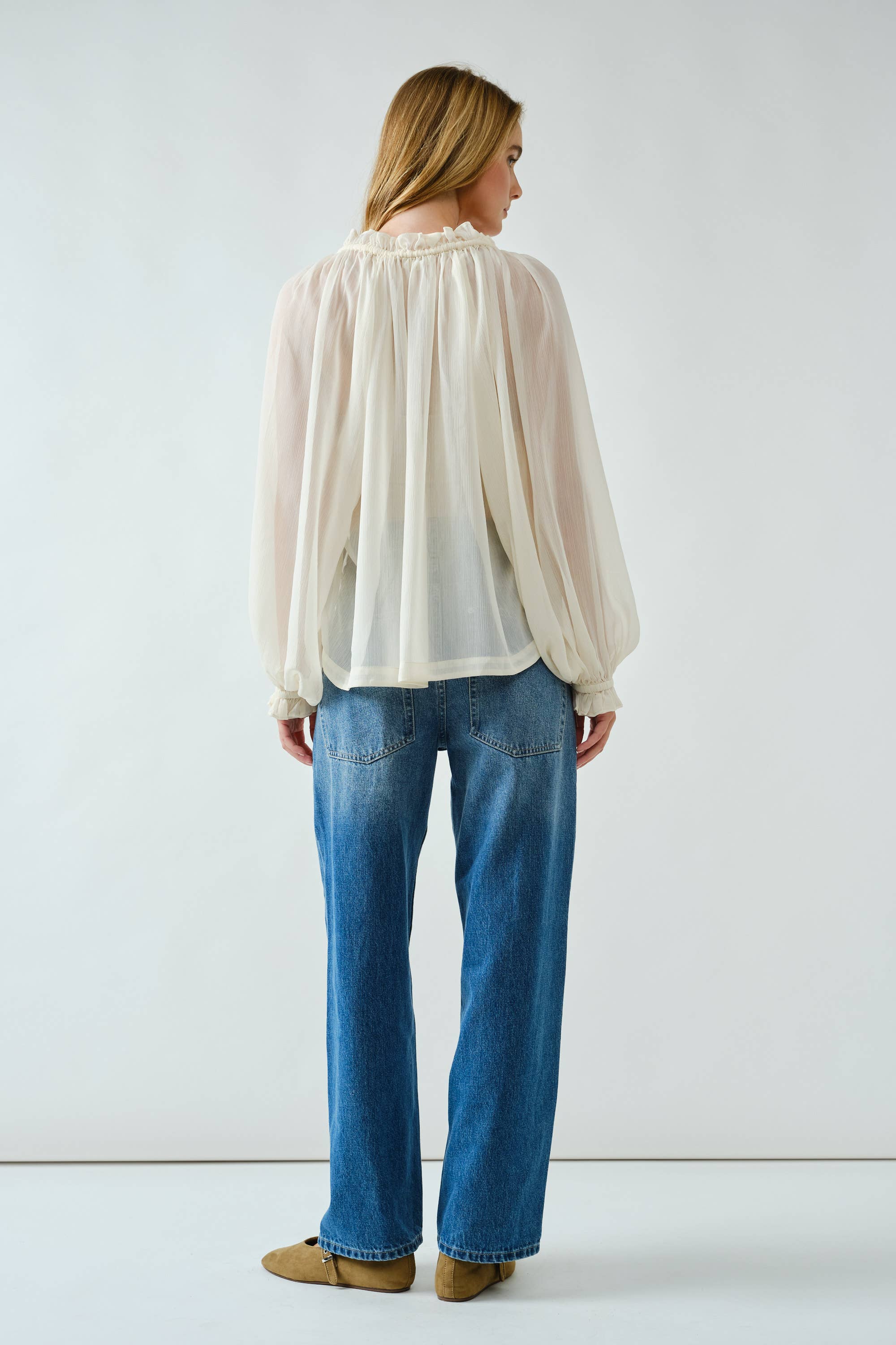 LOVELY SEMI SHEER RIBBON BLOUSE