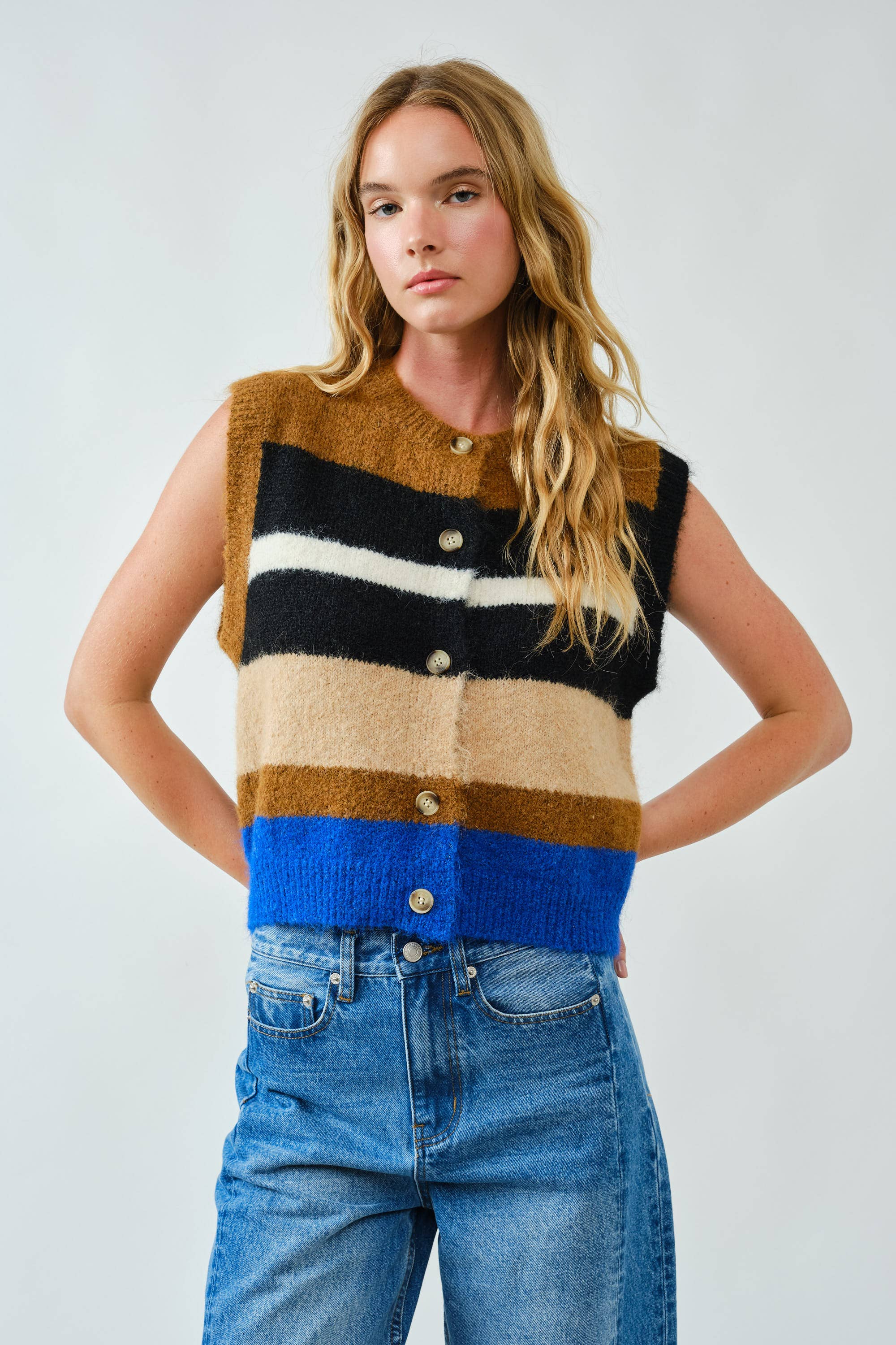 Soft  Multicolor Striped Sweater Vest