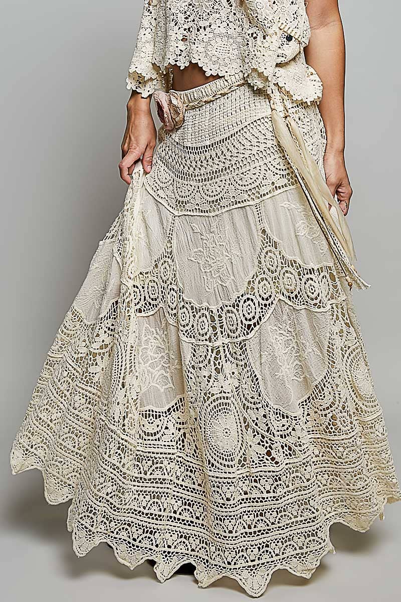 Crochet Pattern Embroidered Maxi Skirt