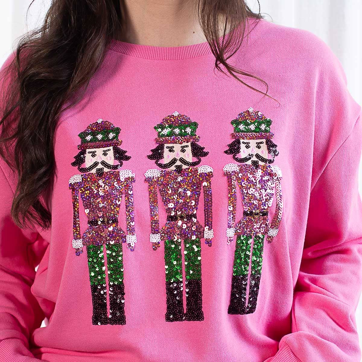 Nutcracker March Sequin Sweatshirt   Pink/Green   -Asst.: XLarge