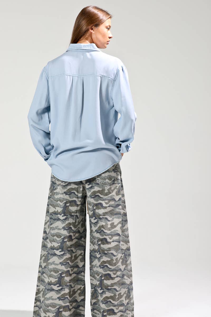 Button Down Lyocell Shirt ~ Light Denim