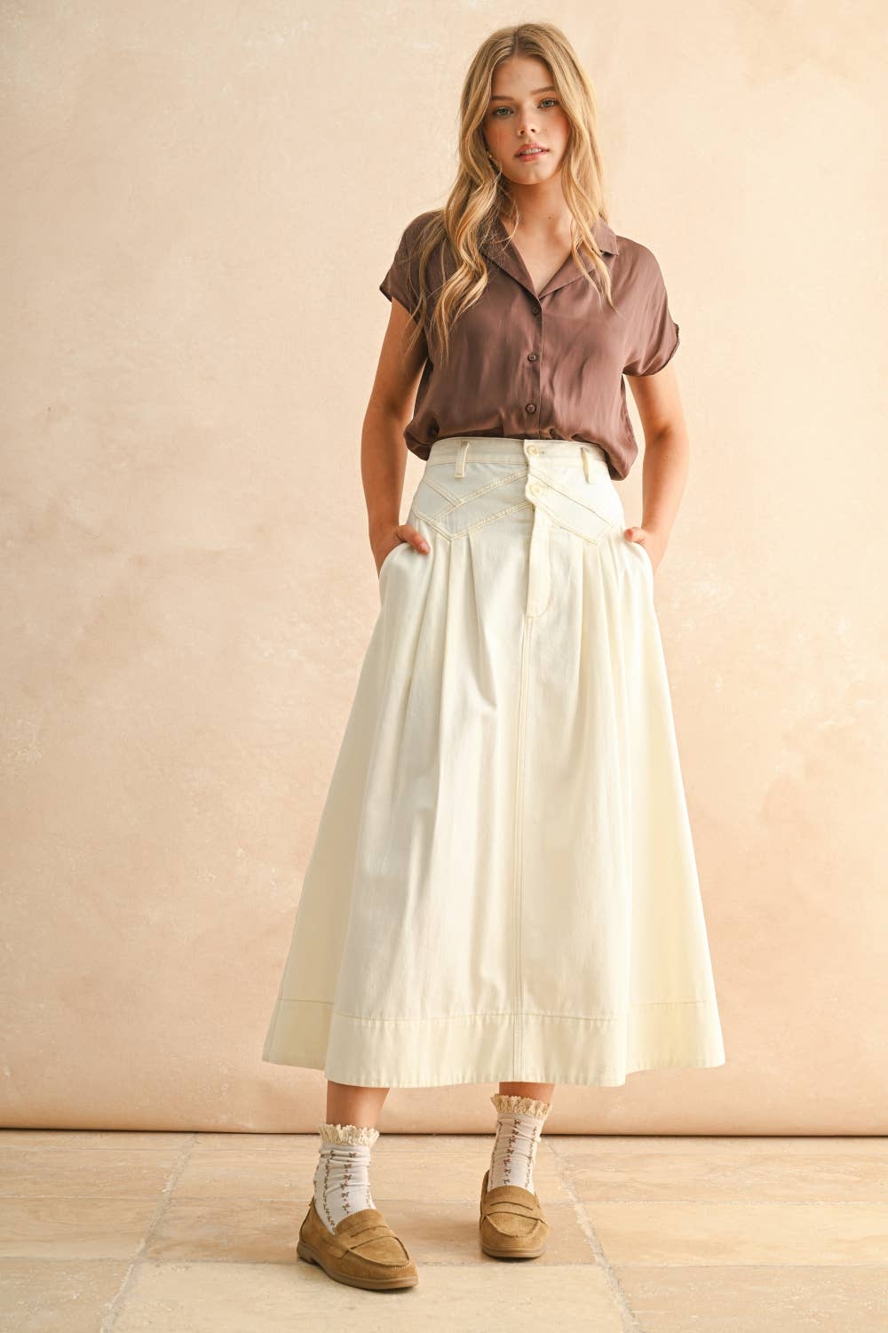 Button Down Cap Sleeve Shirt
