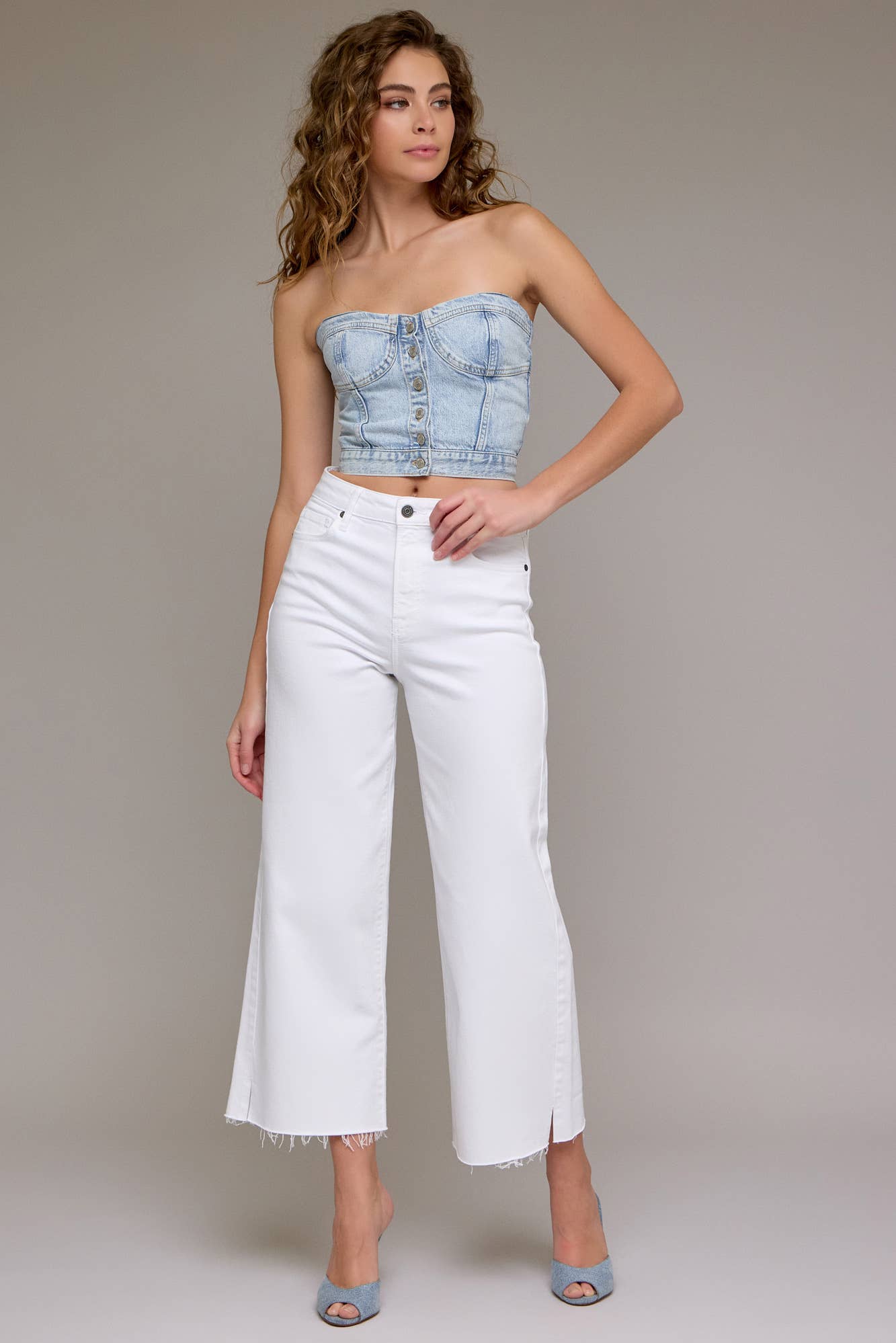 White Clean Cropped Wideleg