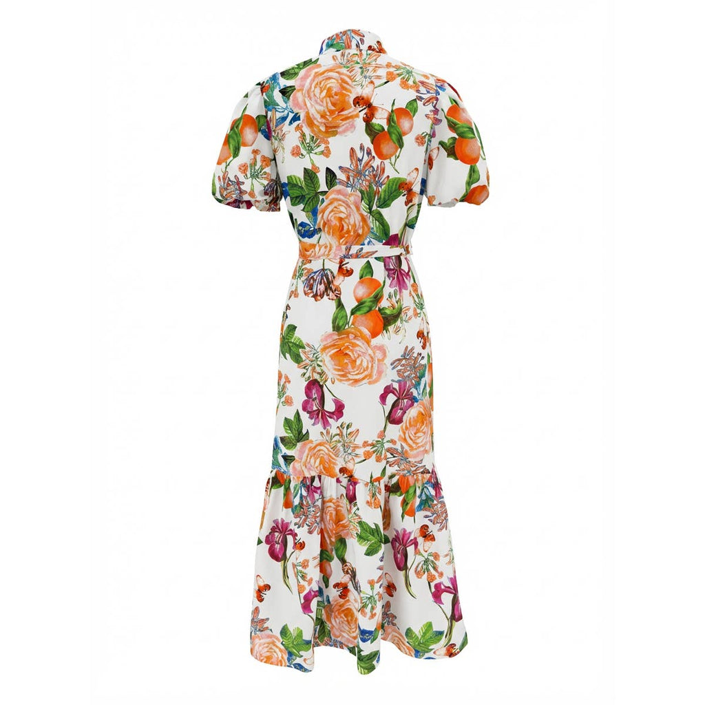 Tangerine Bloom Shirt Dress