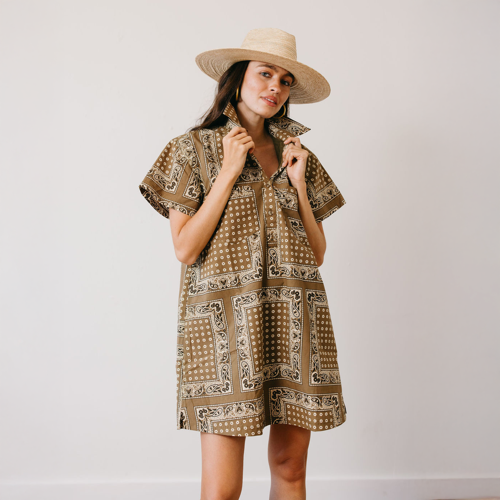 Olive Bandana Getaway Mini Dress