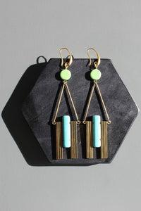 Mint and turquoise Artdeco earrings 48