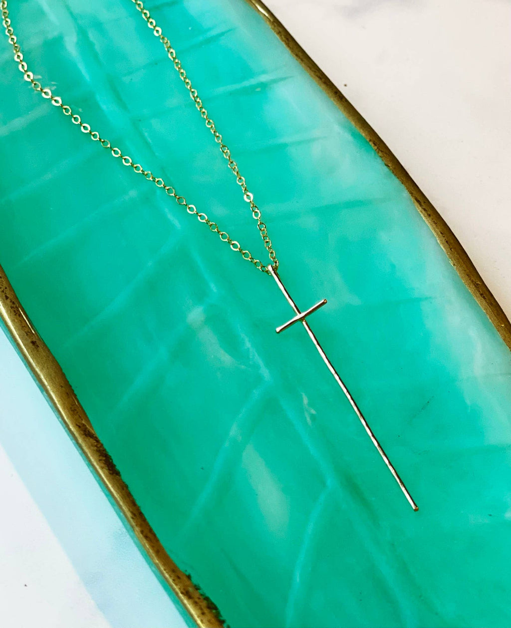 Modern cross necklace-14kt gold filled Q8