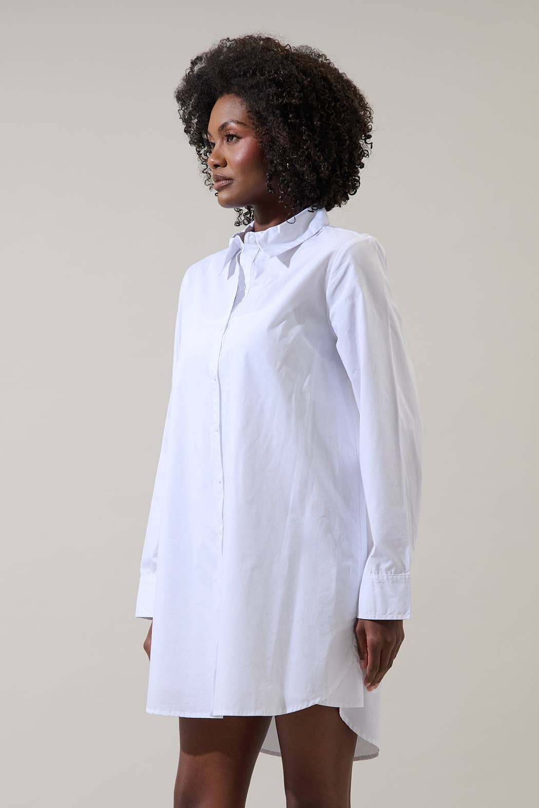 Kaira Poplin Button Down Shirt Dress
