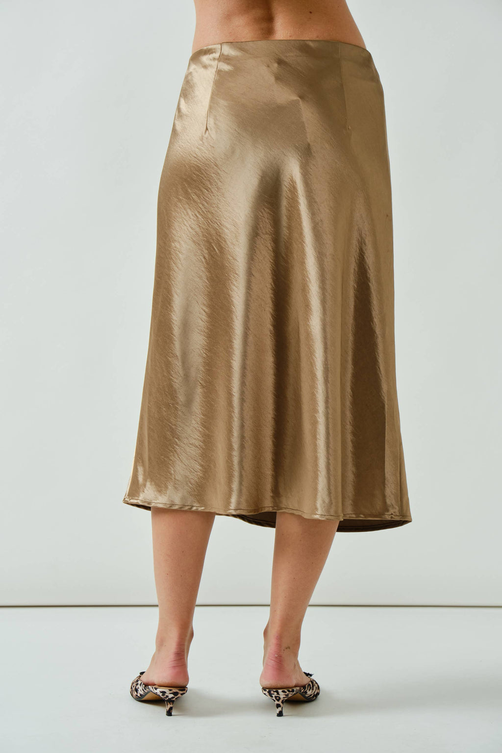 A Line Satin MIDI Skirt