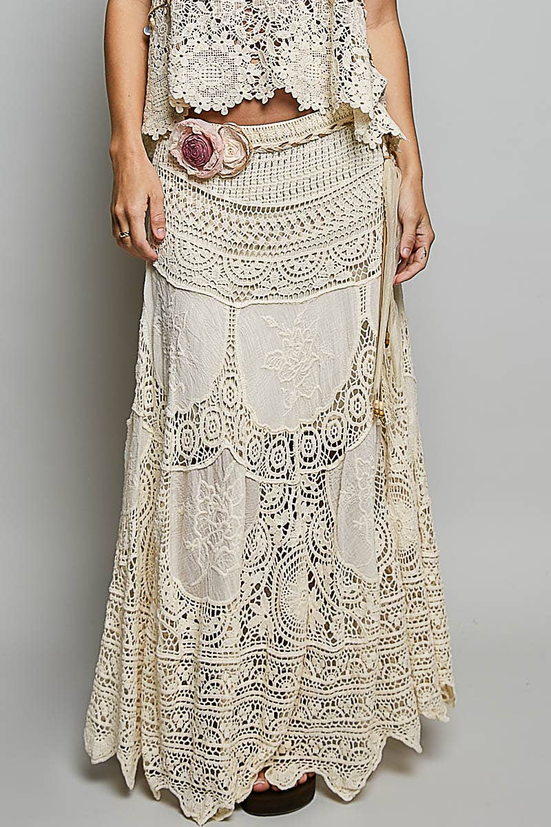 Crochet Pattern Embroidered Maxi Skirt