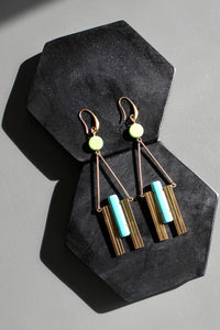 Mint and turquoise Artdeco earrings 48