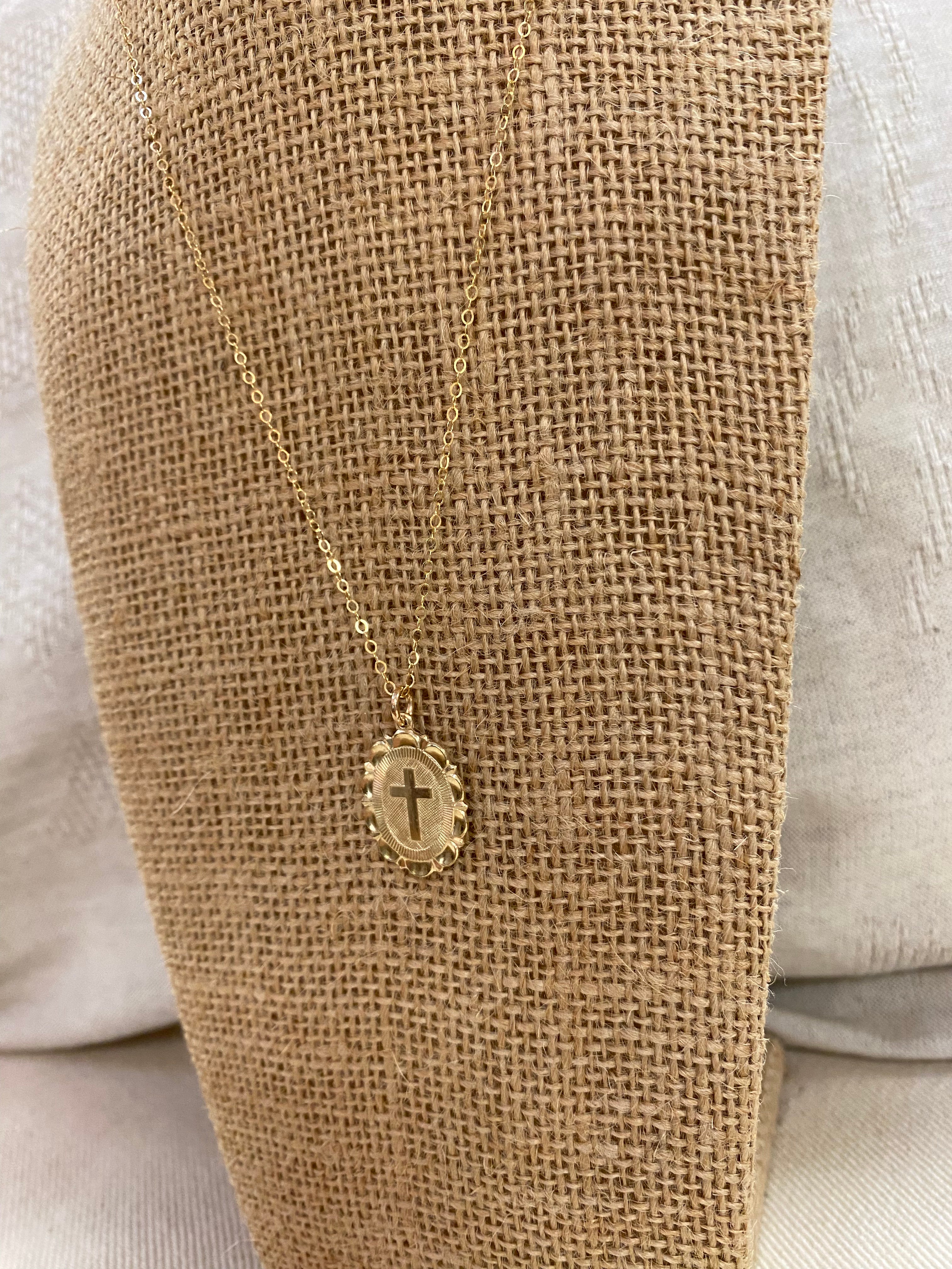Gold Filled Necklace with Oval Cross