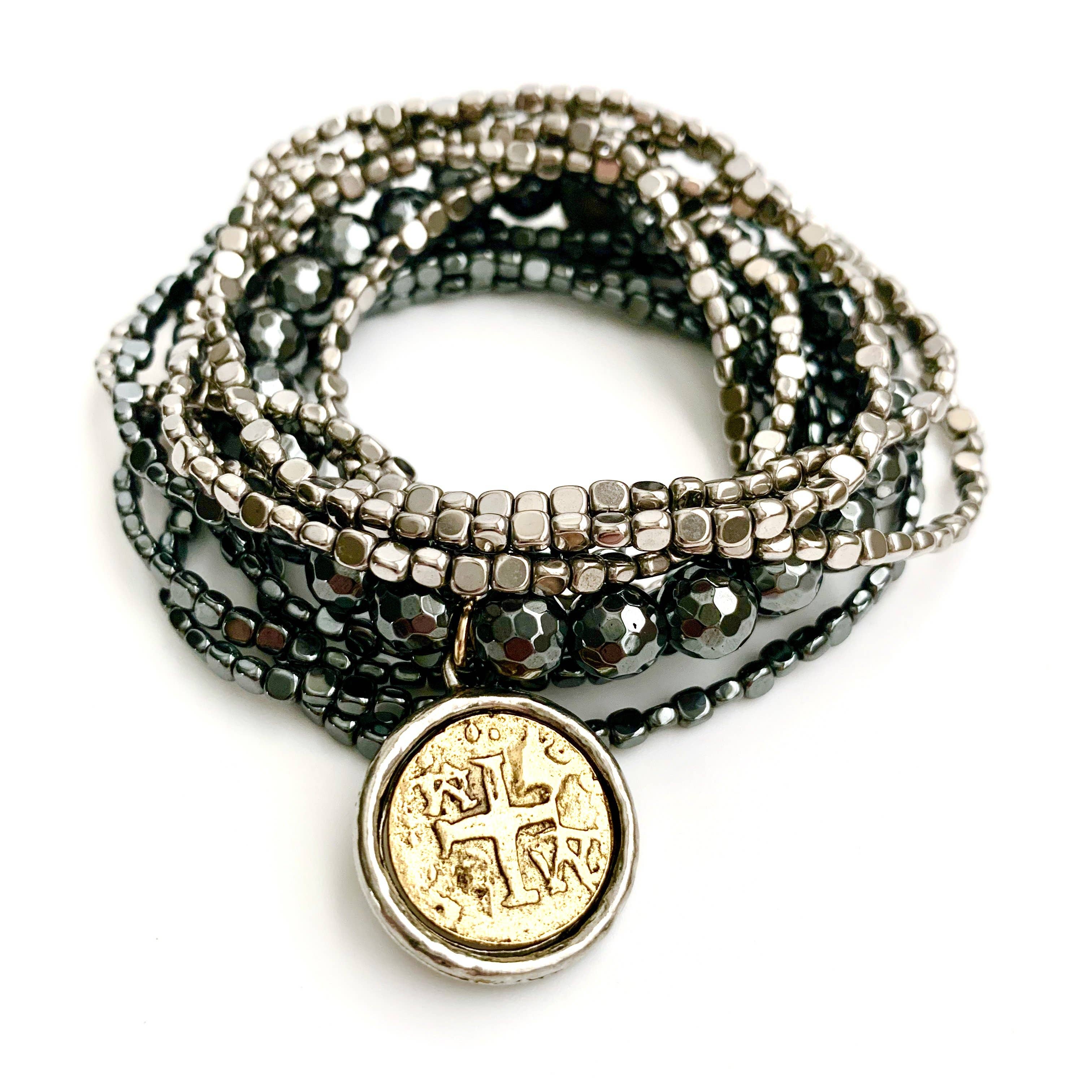 Coin Statement Stack in Platinum + Gray