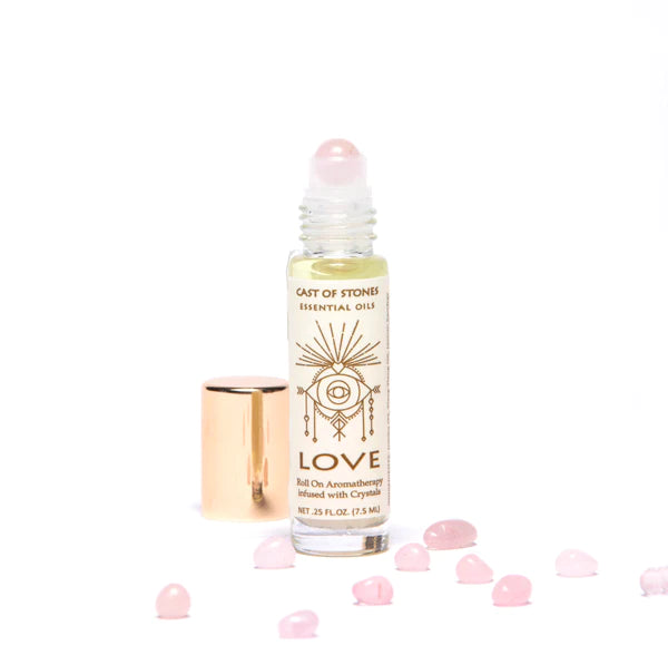 LOVE ROLL-ON - ESSENTIAL OIL AROMATHERAPY W/ ROSE QUARTZ CRYSTALS
