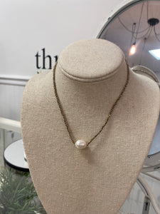 Hematite Pearl Necklace