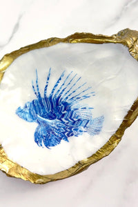 Decoupage Oyster Shell Dish: Gilded Seascapes Collection
