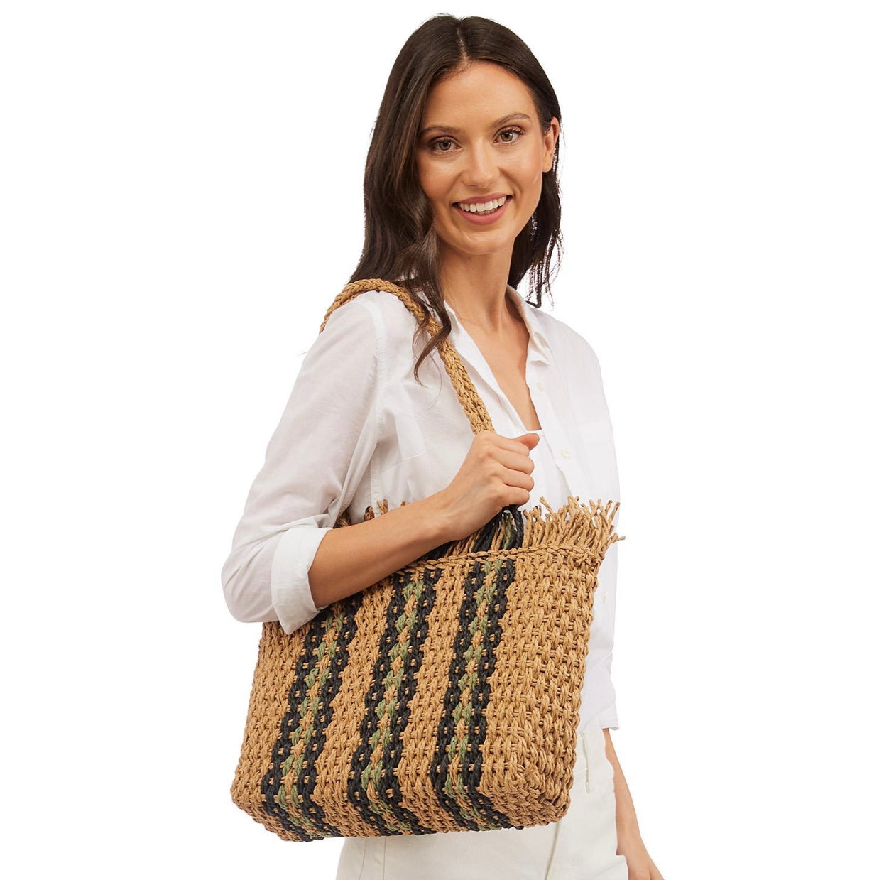 Hand Woven  Paper Straw Tote Bag