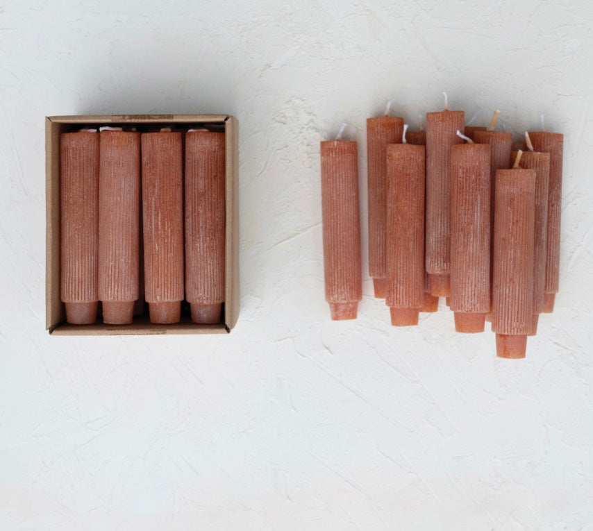 Unscented Pleated Taper Candles in Box, Set of 12