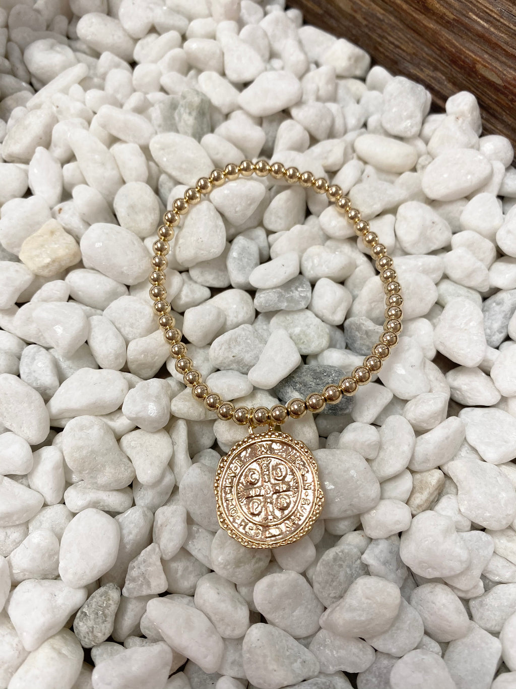 Morgan & Me 14k Gold filled beaded bracelet with charm-10